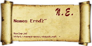 Nemes Ernő névjegykártya